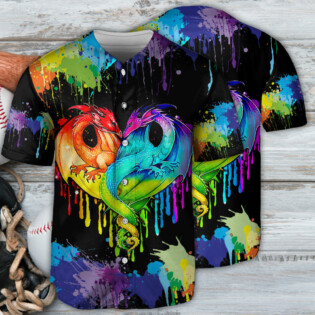 Dragon LGBT Pride Dragon Colorful - Baseball Jersey - Owl Ohh - Owl Ohh