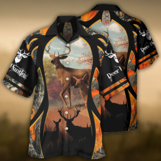 Hunting Deer Orange Camo Background - Hawaiian Shirt - Owl Ohh - Owl Ohh