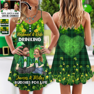 St Patrick's Day Lucky Couple Shamrock Coin Art Custom Photo Personalized - V-neck Sleeveless Cami Dress - Personalized Photo Gifts - Owl Ohh