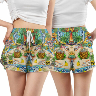 Skull Pineapple Fruit Amazing - Women's Casual Short - Owl Ohh - Owl Ohh