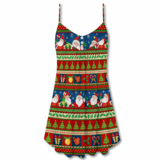 Christmas Santa Claus Happy Xmas - V-neck Sleeveless Cami Dress - Owl Ohh - Owl Ohh