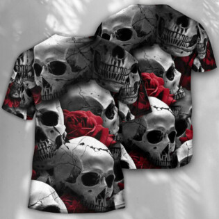 Skull Death Love Rose - Round Neck T-shirt - Owl Ohh - Owl Ohh