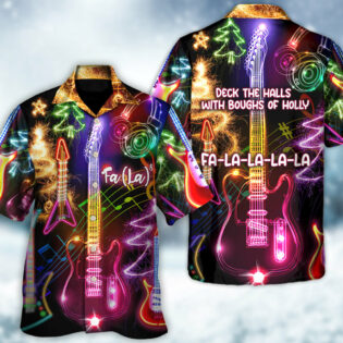 Christmas Guitar Tree Happy Glow Light Style - Hawaiian Shirt - Owl Ohh - Owl Ohh