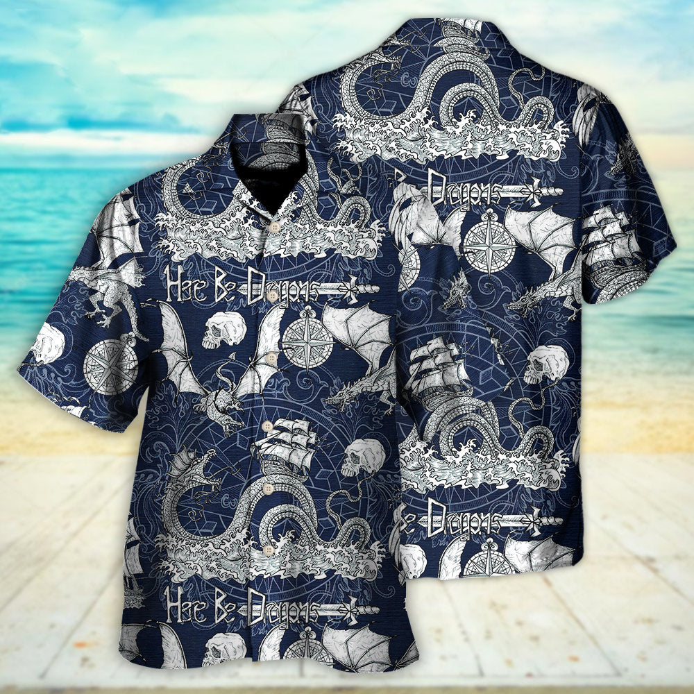 Dragon With Skull Old Ship Sea Life - Hawaiian Shirt - Owl Ohh - Owl Ohh