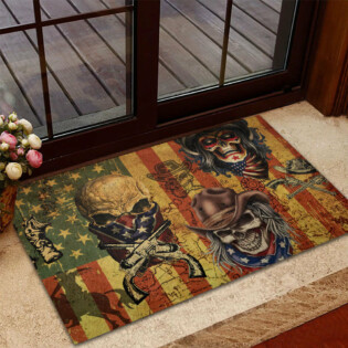 Skull Cowboy America Retro - Doormat - Owl Ohh - Owl Ohh
