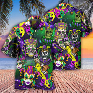 Mardi Gras Skull Art - Hawaiian Shirt - Owl Ohh - Owl Ohh