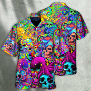 Hippie Skull Octopus Colorful Tie Dye - Hawaiian Shirt - Owl Ohh - Owl Ohh