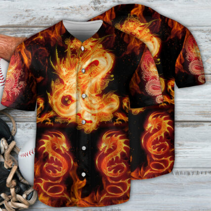 Dragon And Fireball Madness - Baseball Jersey - Owl Ohh - Owl Ohh
