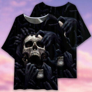 Skull Dark Screaming Amazing - Women's T-shirt With Bat Sleeve - Owl Ohh - Owl Ohh