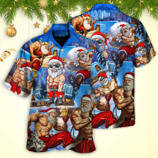 Christmas Santa Weightlifting Christmas Fitness Gym - Hawaiian Shirt - Owl Ohh for men and women, kids - Owl Ohh