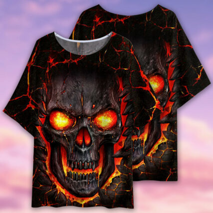 Skull Devil Fire Angry - Women's T-shirt With Bat Sleeve - Owl Ohh - Owl Ohh