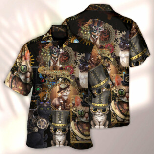 Cat Steampunk Art Keep Calm And Steampunk - Hawaiian Shirt - Owl Ohh - Owl Ohh