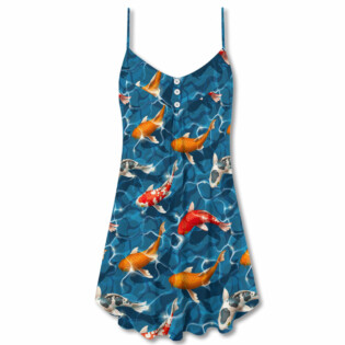 Koi Fish Swim Artificial Ponds - V-neck Sleeveless Cami Dress - Owl Ohh - Owl Ohh
