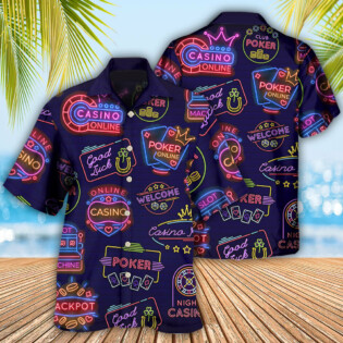 Poker Neon Casino Art - Hawaiian Shirt - Owl Ohh - Owl Ohh