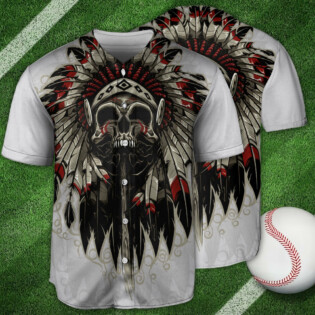 Native American Skull Art Style - Baseball Jersey - Owl Ohh - Owl Ohh