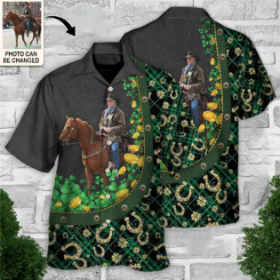 ST Patrick's Day Horse Lover Custom Photo - Hawaiian Shirt - Personalized Photo Gifts for men and women, kids - Owl Ohh