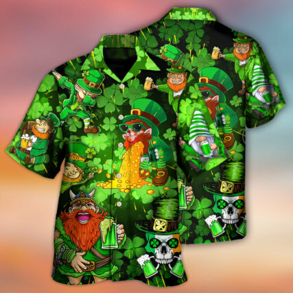 Irish Beer St Patrick's Day Viking Skull Leprechaun Gnome - Hawaiian Shirt - Owl Ohh - Owl Ohh