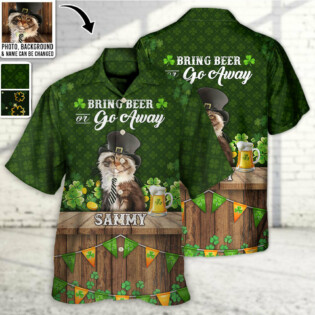 St Patrick's Beer Cat Dog Lover Lucky Custom Photo Personalized - Hawaiian Shirt - Personalized Photo Gifts for men and women, kids - Owl Ohh