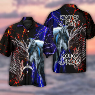 Dragon And Wolf Red And Blue - Hawaiian Shirt - Owl Ohh - Owl Ohh