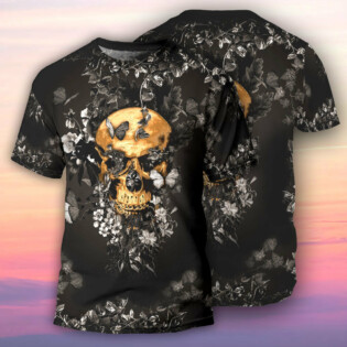 Skull Flowers Grow Out Of Dark Moments - Round Neck T-shirt - Owl Ohh - Owl Ohh