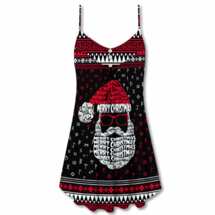 Christmas Santa Claus Retro Viking Pattern - V-neck Sleeveless Cami Dress - Owl Ohh - Owl Ohh