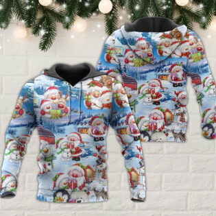Santa And Snowman Christmas Holiday - Hoodie - Owl Ohh - Owl Ohh
