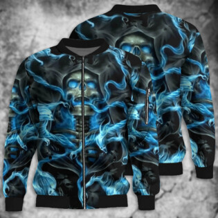 Skull Black Ground Thunder - Bomber Jacket - Owl Ohh - Owl Ohh