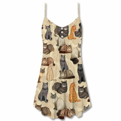 Cat Make Me Happy People Not So Much - V-neck Sleeveless Cami Dress - Owl Ohh - Owl Ohh