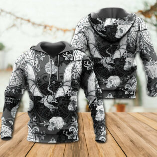 Dragon Snorting Fire Gothic Nautical Compass And Baroque - Hoodie - Owl Ohh - Owl Ohh