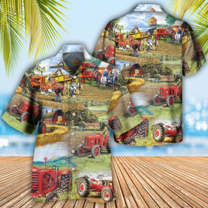 Tractor Farm Tractor Painting Art - Hawaiian Shirt - Owl Ohh - Owl Ohh