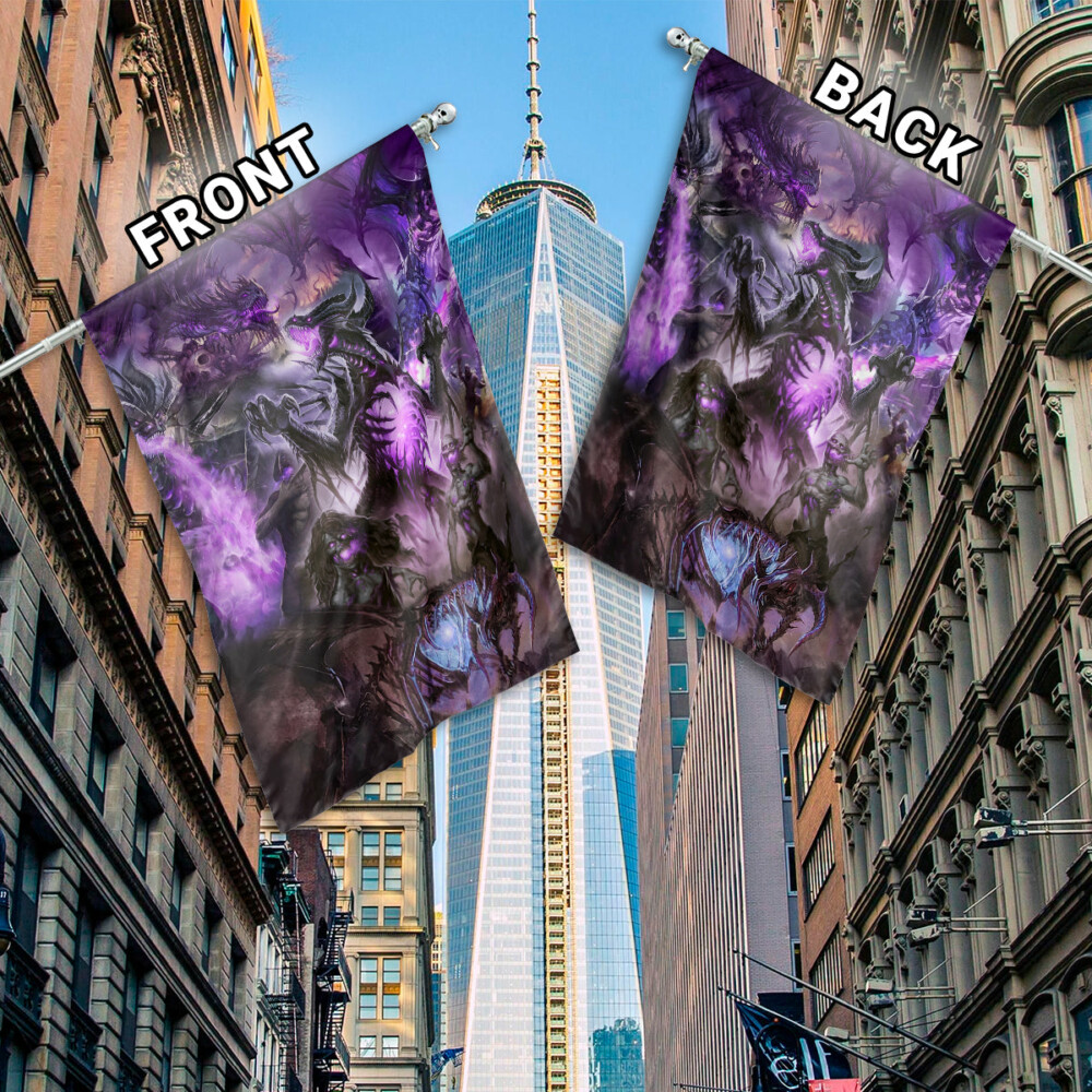 Skull Dragon Love Life Purple - House Flag - Owl Ohh - Owl Ohh