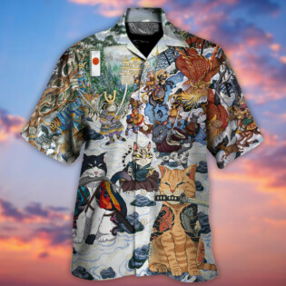 Samurai Cats - A Small Measure of Peace - Hawaiian Shirt - Owl Ohh for men and women, kids - Owl Ohh