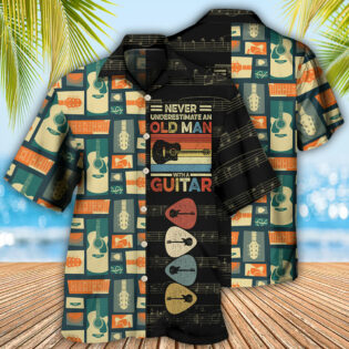 Guitar Never Underestmate An Old Man With A Guitar - Hawaiian Shirt - Owl Ohh - Owl Ohh