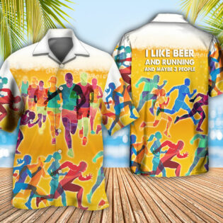 Beer I Like Beer And Running - Hawaiian Shirt - Owl Ohh - Owl Ohh