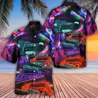 Train Neon Art Night Life - Hawaiian Shirt - Owl Ohh - Owl Ohh