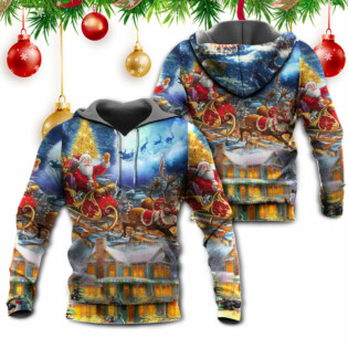 Christmas Santa Claus Snowman Family In Love Light Art Style - Hoodie - Owl Ohh - Owl Ohh