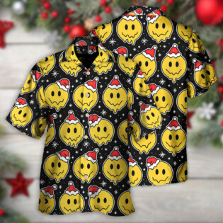 Christmas Smile Happy Face With Santa Hat - Hawaiian Shirt - Owl Ohh for men and women, kids - Owl Ohh