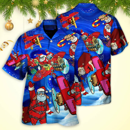 Christmas No Reindeer Any More Santa Loves Airplane Magic Night - Hawaiian Shirt - Owl Ohh for men and women, kids - Owl Ohh