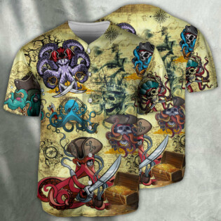 Pirate Octopus Pirate Funny - Baseball Jersey - Owl Ohh