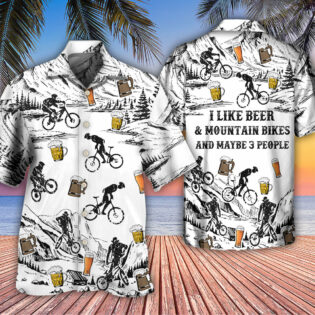 Beer I Like Beer And Moutain Bikes - Hawaiian Shirt - Owl Ohh - Owl Ohh