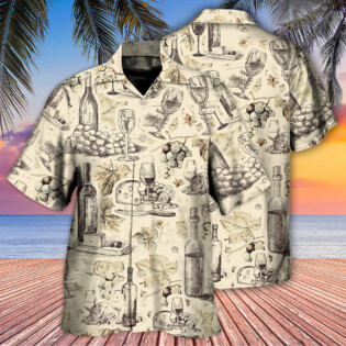 Wine And Grape Retro Art - Hawaiian Shirt - Owl Ohh - Owl Ohh