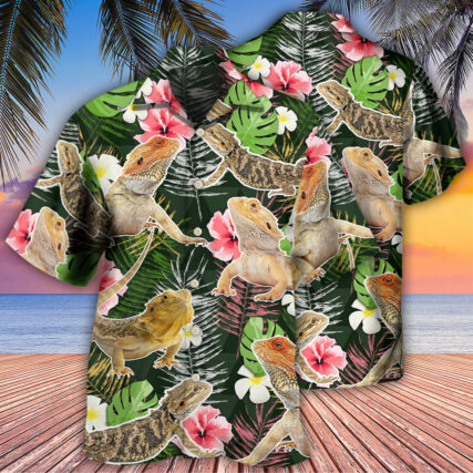 Bearded Dragon Tropical Leaf - Hawaiian Shirt - Owl Ohh - Owl Ohh