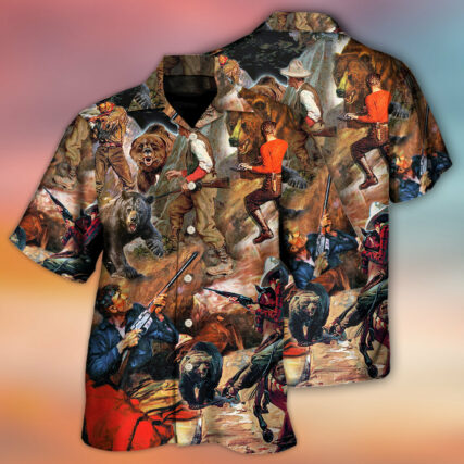 Hunting Bear Cow Boy Cool Art Style - Hawaiian Shirt - Owl Ohh - Owl Ohh