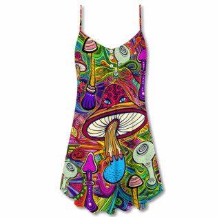 Hippie Mushroom Hypnotizing - V-neck Sleeveless Cami Dress - Owl Ohh - Owl Ohh