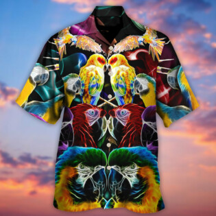 Parrot Wild Animal Neon Colorful - Hawaiian Shirt - Owl Ohh for men and women, kids - Owl Ohh