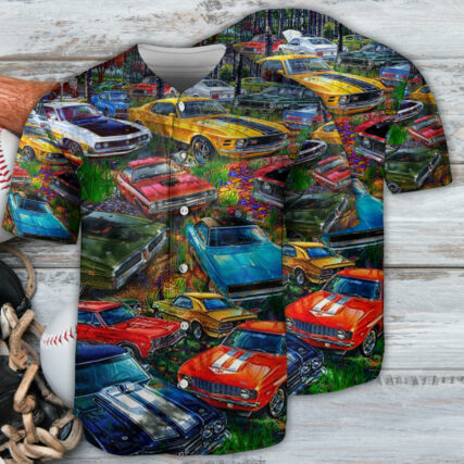 Car Love Classic Car In The Forest Art Style - Baseball Jersey - Owl Ohh - Owl Ohh