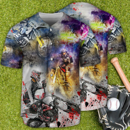 Motorcycle Colorful Art Style - Baseball Jersey - Owl Ohh - Owl Ohh