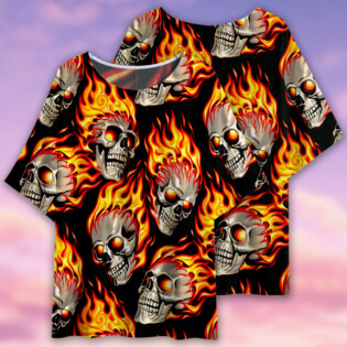 Skull Fire Lighting Pattern - Women's T-shirt With Bat Sleeve - Owl Ohh - Owl Ohh