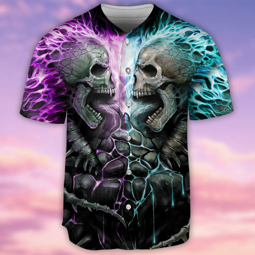Skull Flaming Skull Style - Baseball Jersey - Owl Ohh - Owl Ohh