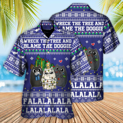 Cat Wreck The Tree Meowy Christmas Style - Hawaiian Shirt - Owl Ohh - Owl Ohh